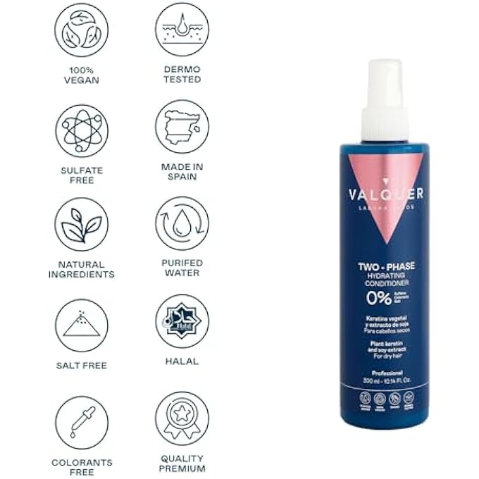 Valquer Laboratorios VALQUER ULTRA-MOISTURIZING BIPHASIC HAIR CONDITIONER FOR DRY HAIR. INTENSE HYDRATION AND NOURISHMENT. WITHOUT SULFATES, COLORANTS & SALT. VEGAN - 300 ML - Image 3